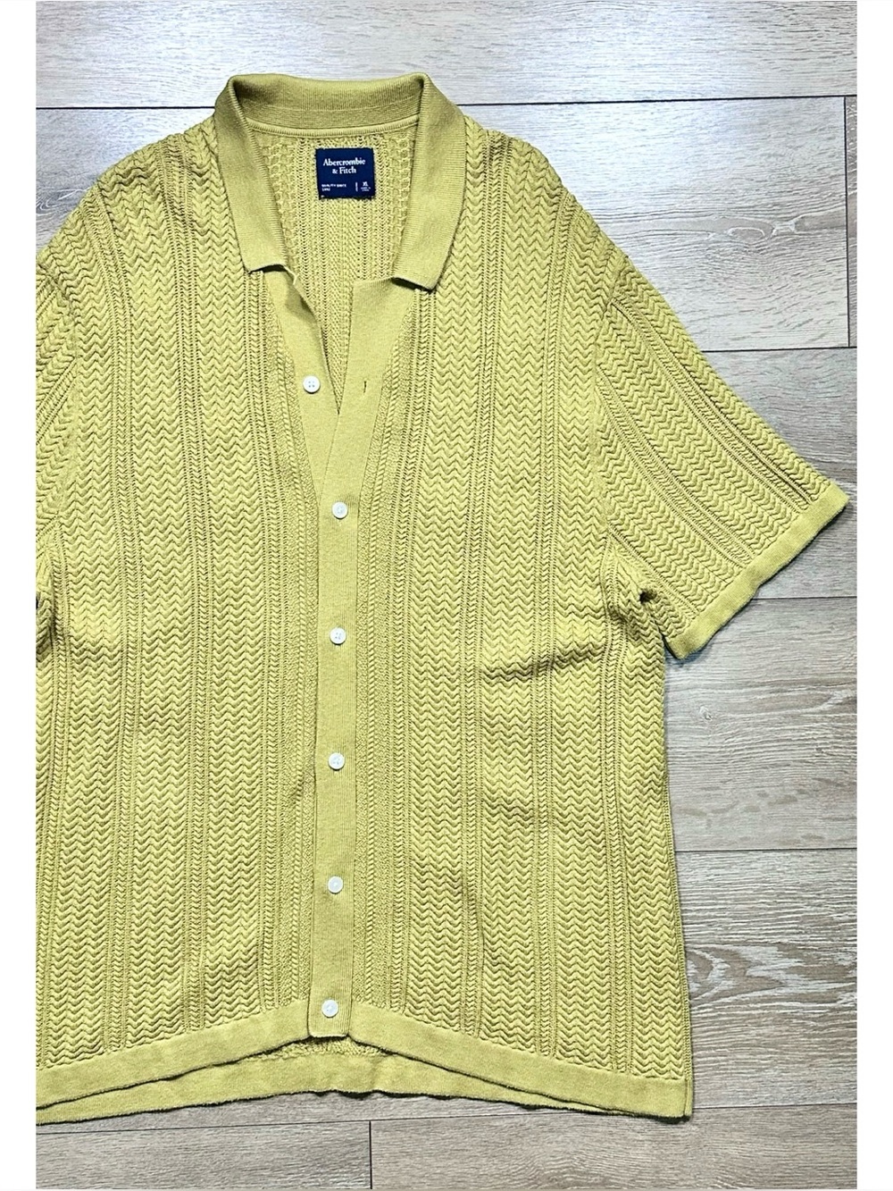Abercrombie & Fitch Crochet Knit Button Down Sweater Polo
